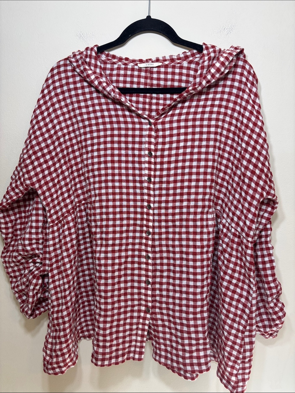 easel Red and White Gingham Baby Doll Top